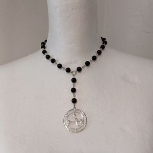 Goth Lilith genuine onyx choker